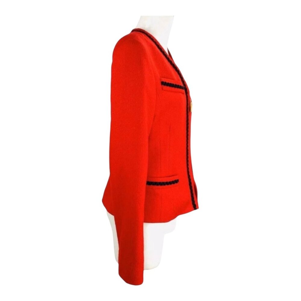 Georgiou Studio Vintage Red Wool/Nylon Womens Jacket With Gold Tassel Zipper - Picture 9 of 13